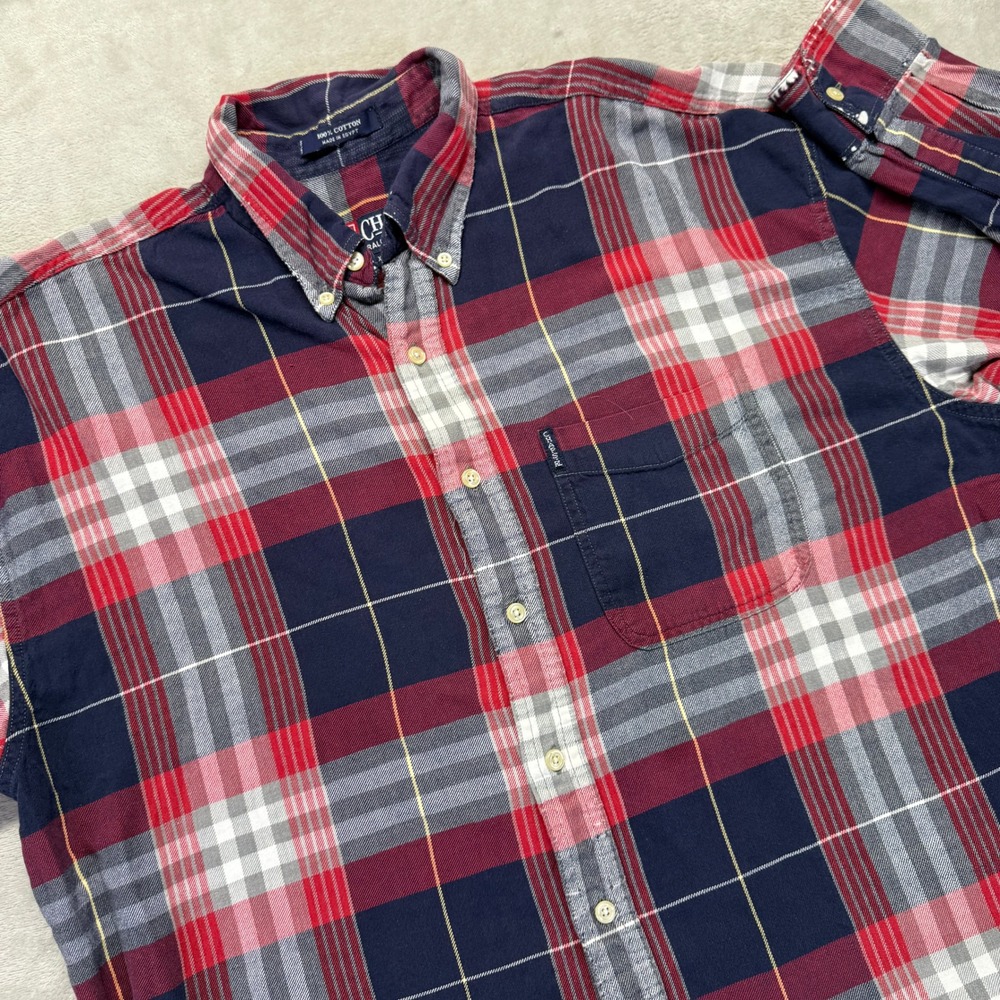 CHAPS Ralph‎ Lauren Shirt Men's XL Classic Oxford Plaid Button Down Long Sleeve